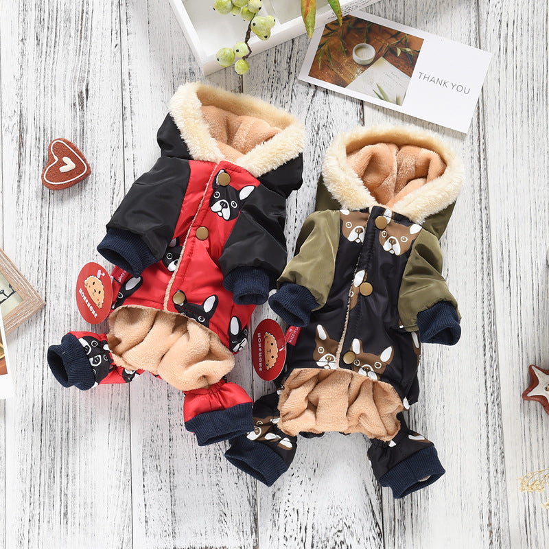 French Bulldog Dog Jumpsuit Coat with Fleece Lining