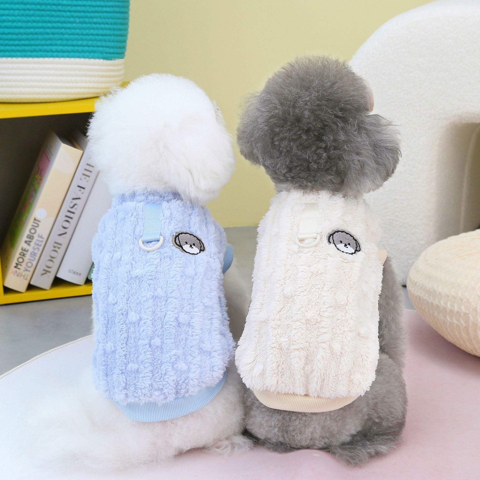 Cuddly Dog Sweater with Harness and Maltese Embroidery