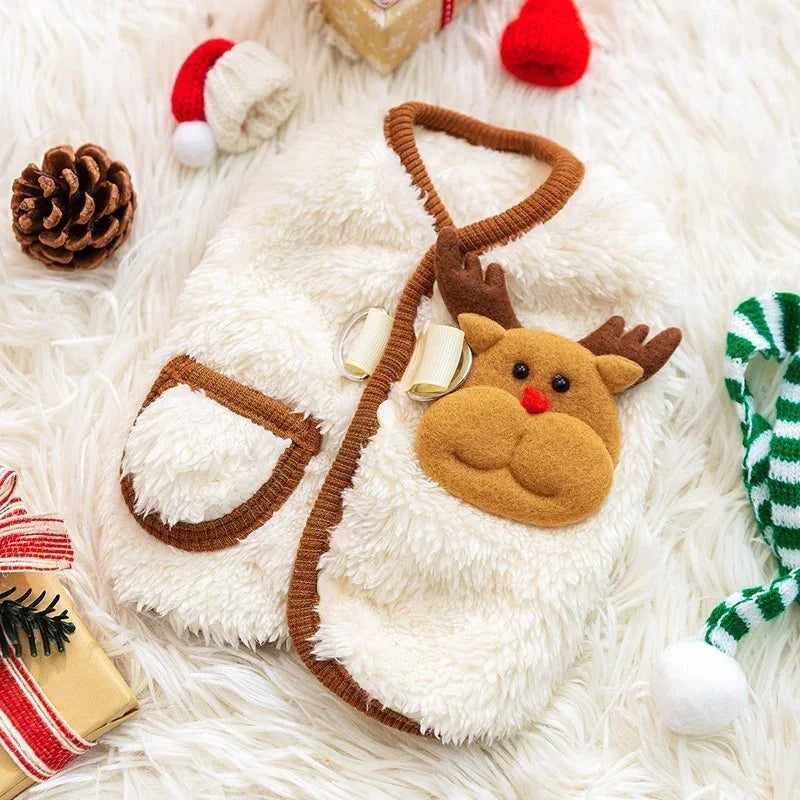 Weihnachts-Fleece-Hundemantel - Ärmellose Winterweste