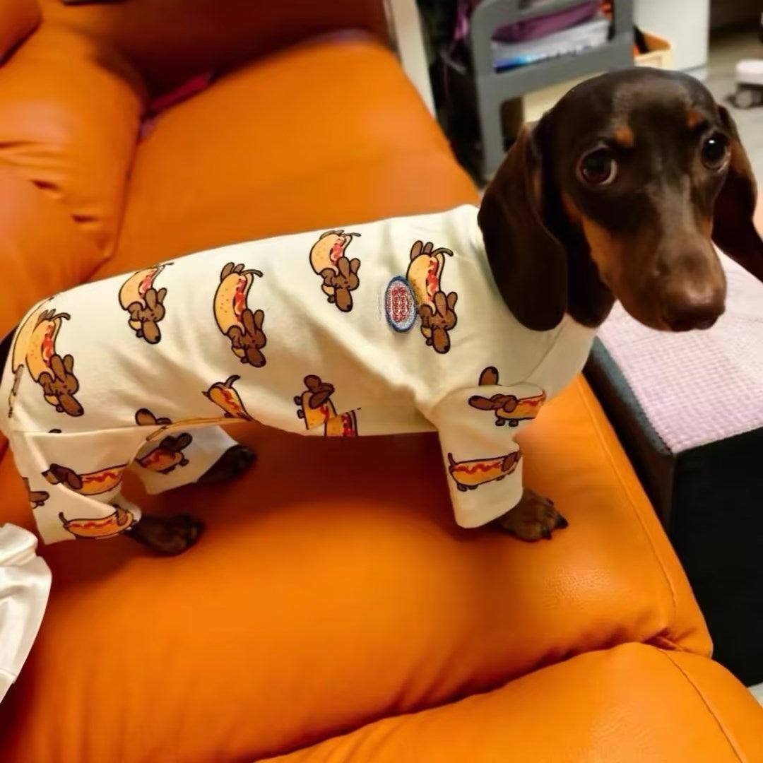 Dachshund "Sausage" Onesie with Hotdog Pattern