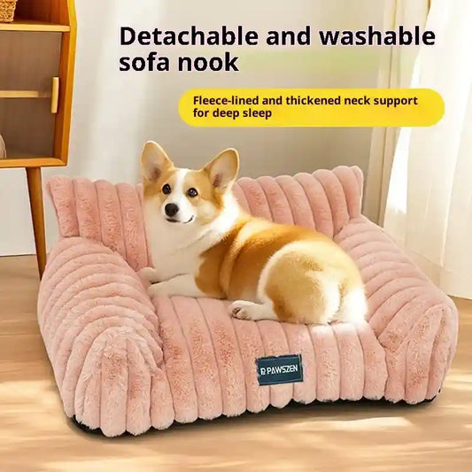 Divanetto Cani Gatti Velluto - Cuccia Sofa Righe Rosa by null