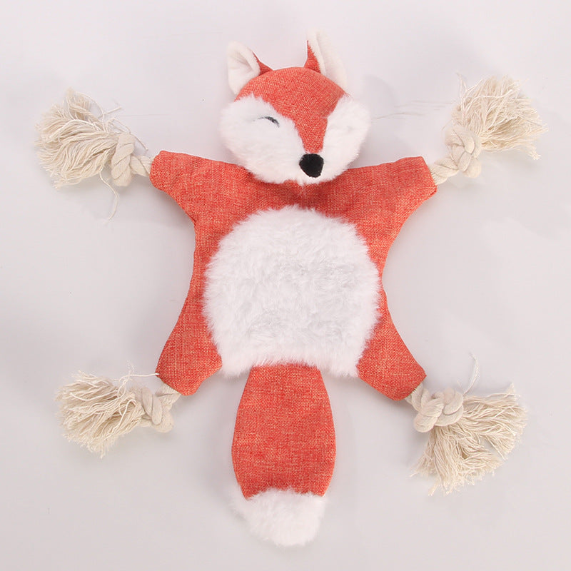 Plush Dog Toy with Rope – Squirrel, Teddy Bear or Fox