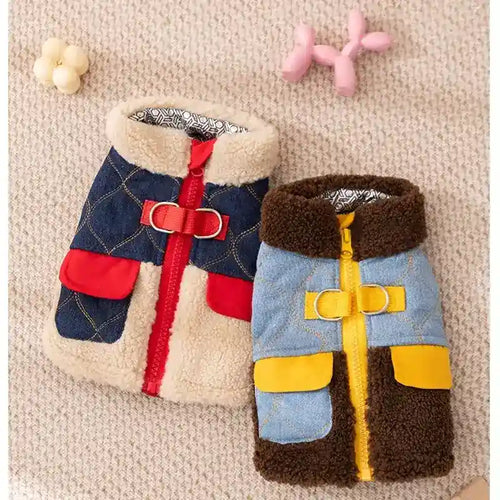 Cappotto Jeans per Cani - Zip Dorso Blu Azzurro Smanicato by Dog Moda