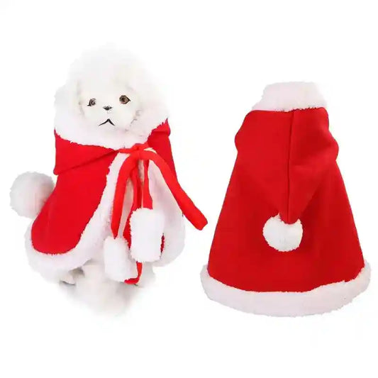 Mantella Natalizia Rossa con Cappuccio per Cani e Gatti by Dog Moda