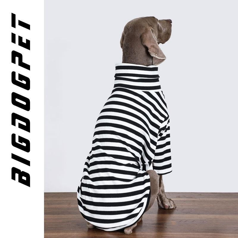 Maglia per Cani a Righe Bianche e Nere Collo Alto