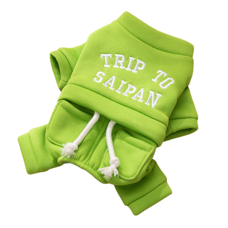 Puppy Clothes, Four-legged Warm Hoodie For Autumn And Winter, Thin Fleece Teddy Bear Cat Pet Clothes For Small And Medium-sized Dogs