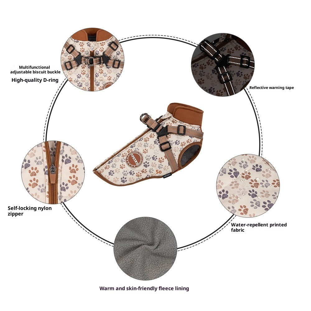 Vpetr Padded Fleece Dog Coat with Harness