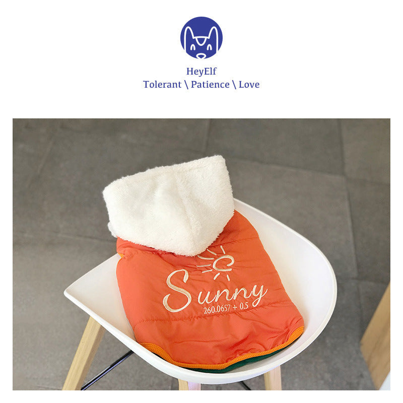 Sunny Doppelseitiger ärmelloser Hunde-Hoodie – mit Kapuze