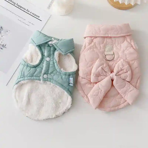 Cappotto per Cani con Fiocco, Trapuntatura Orsetto e Anello Pettorina by Dog Moda