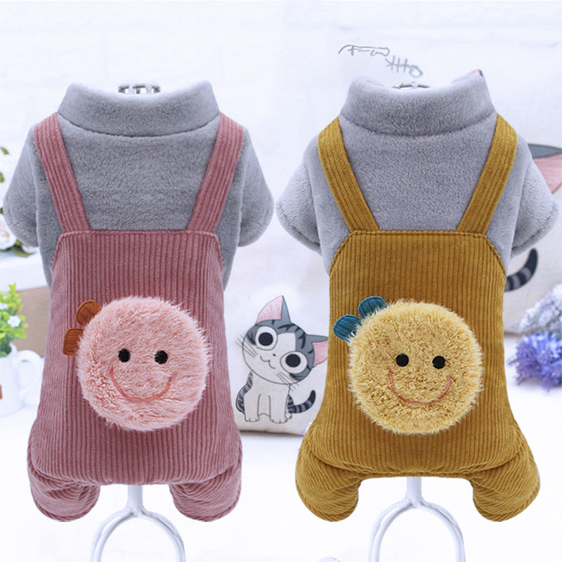 Chihuahua-Hundeoverall aus warmem Fleece, Modell „Smile“