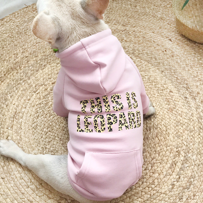 "This is leopard" cotton dog hoodie