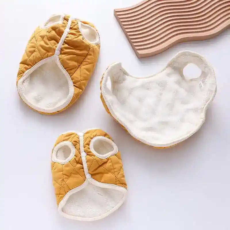 Abrigo Acolchado para Perros Sin Mangas - Amarillo Verde Cálido