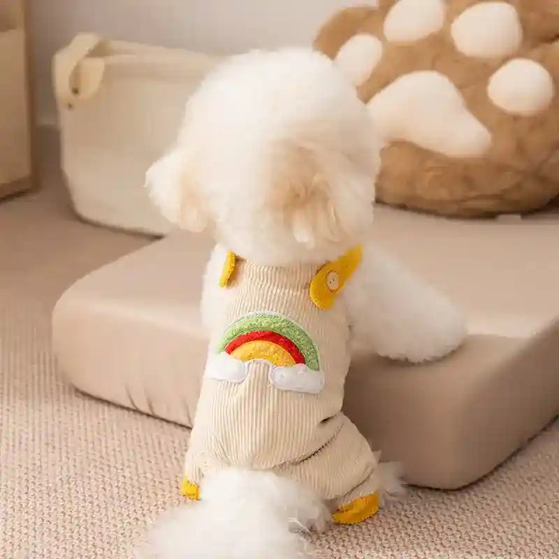 Salopette Arcobaleno Velluto Cani con Bretelle 4 Zampe by Dog Moda