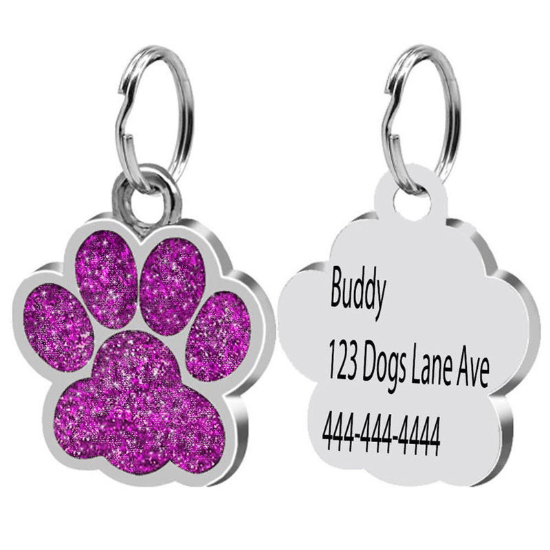 Medaglietta per Cani Personalizzata a Zampetta con Strass Colorati