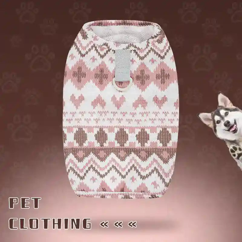 Maglione Peru per Cani con Anello Pettorina - Rosa e Beige by Dog Moda