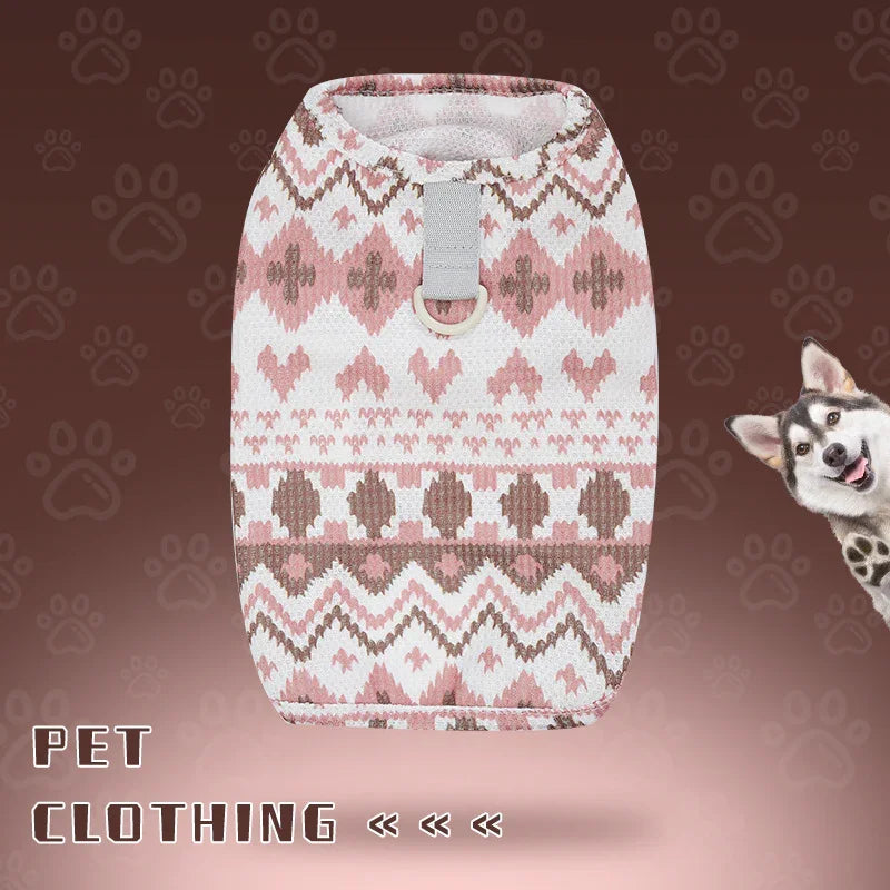 Peru Hundepullover mit Geschirrring – Rosa und Beige