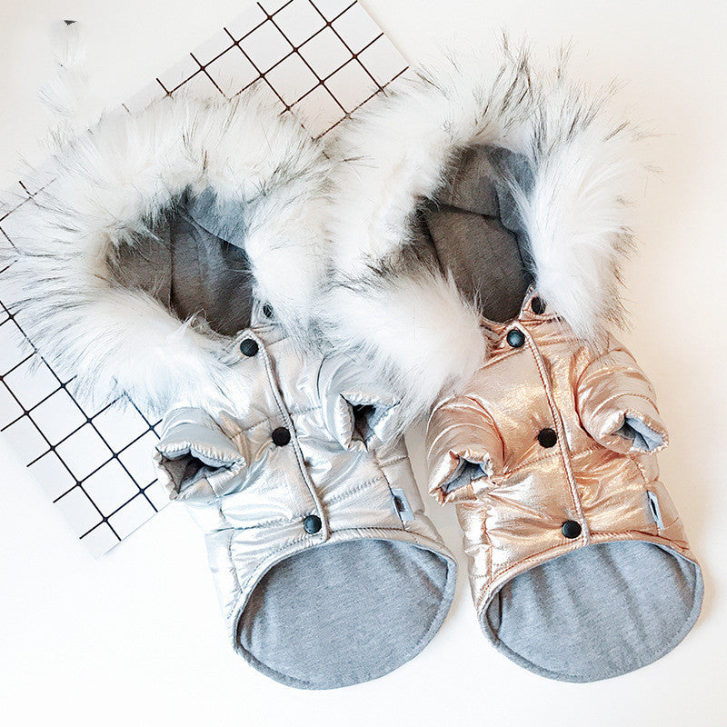 "Snow" Faux Fur Hooded Dog Down Jacket - Winter Protection and Style