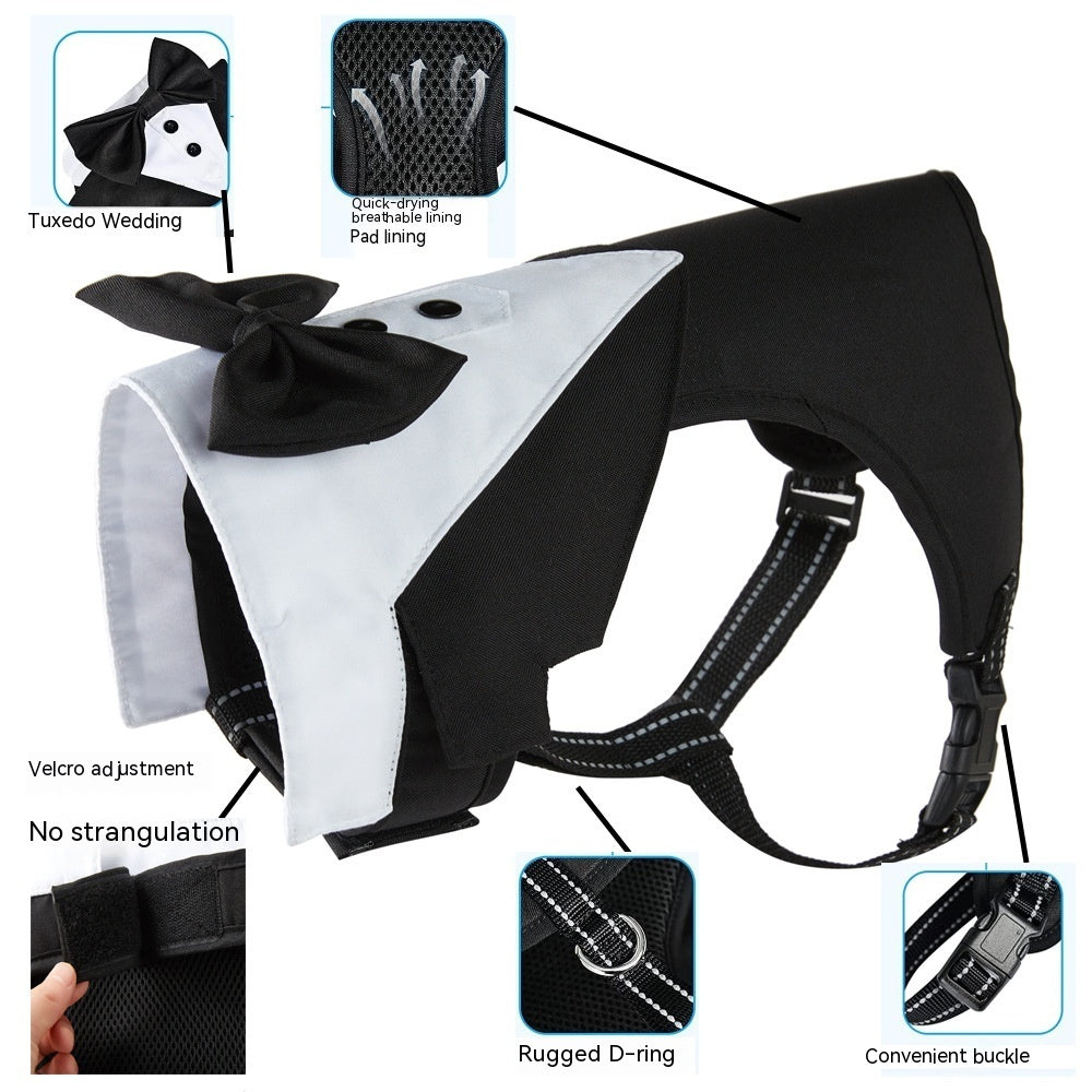 Elegant "Smoking" dog harness for special occasions