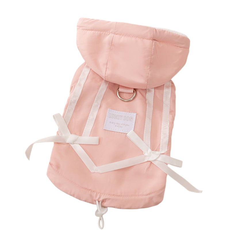 Cappotto Lucky Dog Smanicato con Cappuccio e Fiocco