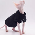 Maglia Gatto Sphynx Cotone Croce Strass Nera Elegante