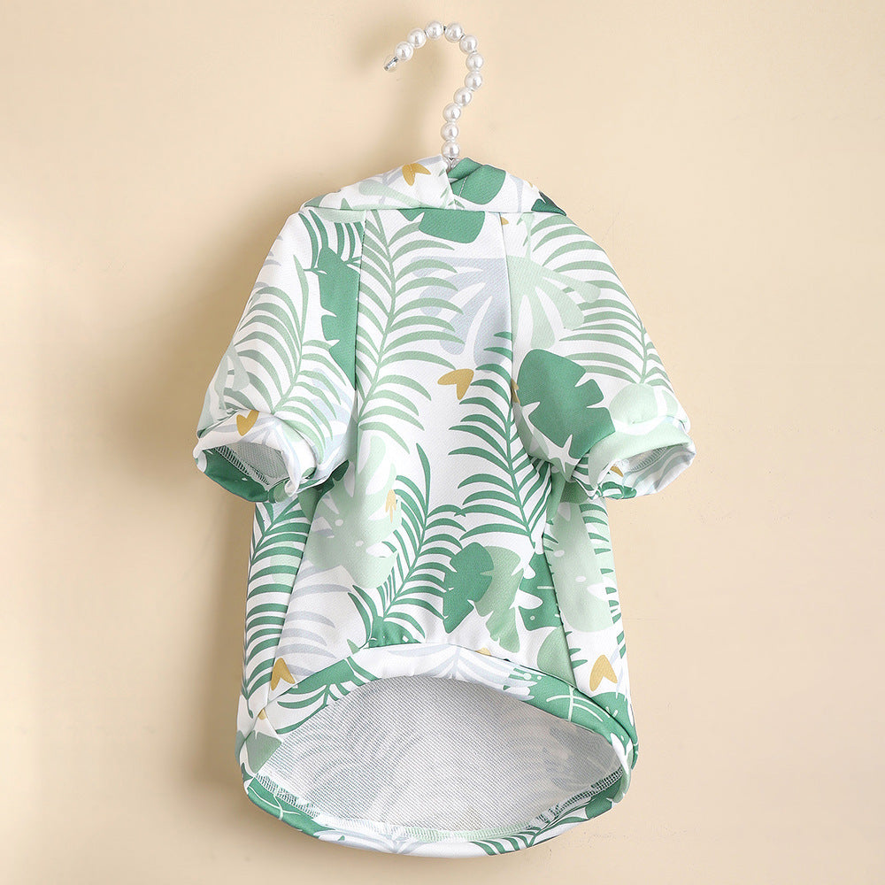 Dog Sweatshirt "Leaf" - With Hood and Leaf Pattern