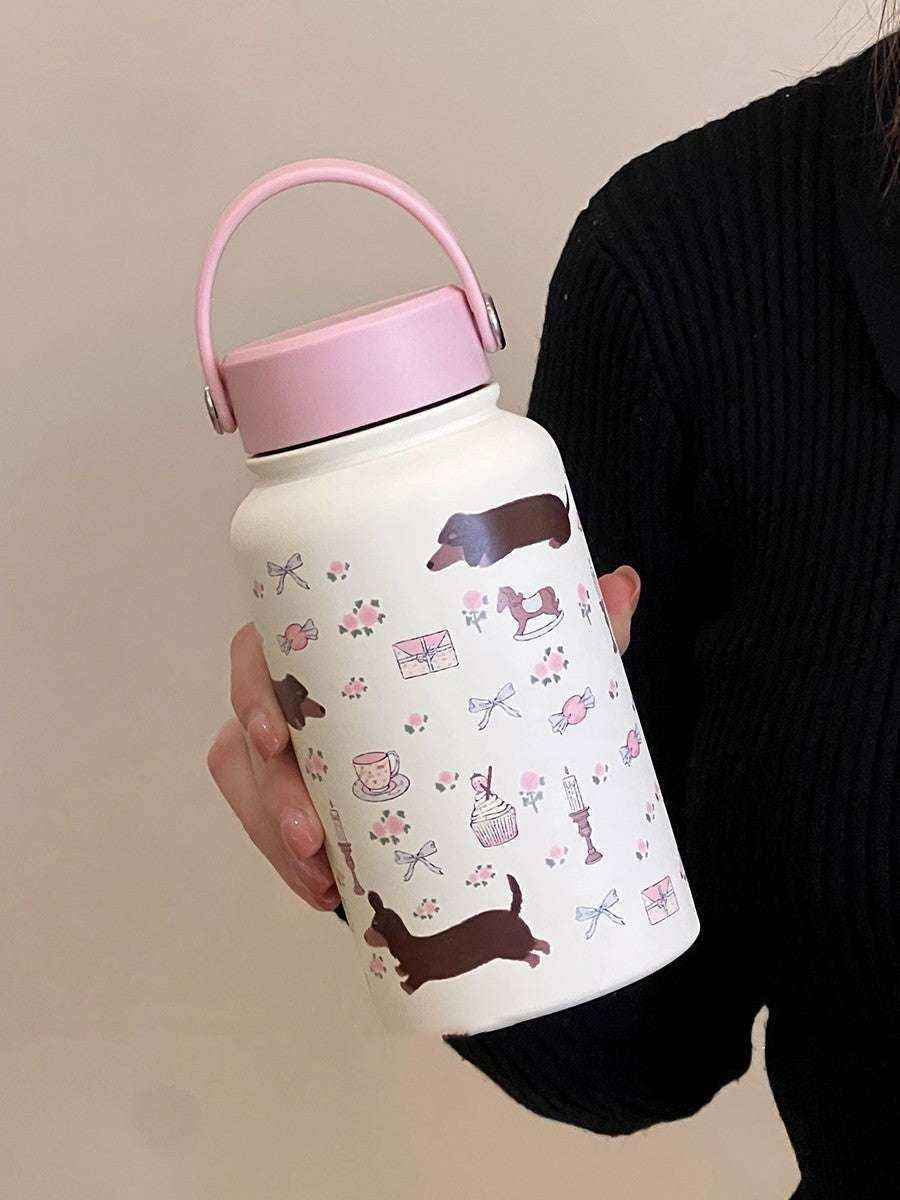 Borraccia Termica Bassotto Floreale 650ml in Acciaio Inox