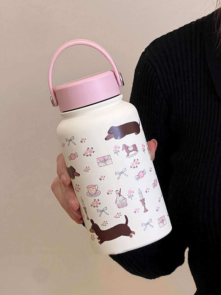 Borraccia Termica Bassotto Floreale 650ml in Acciaio Inox