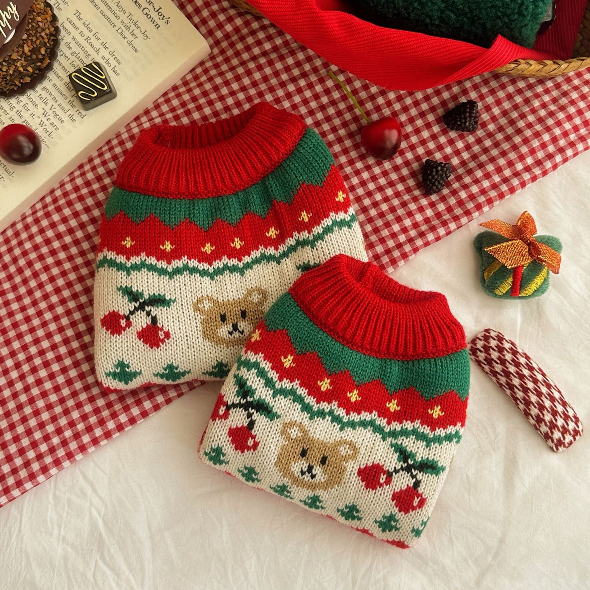 Maglioncino Rosso Orsetti Festivi - Speciale Natale - Dog Moda