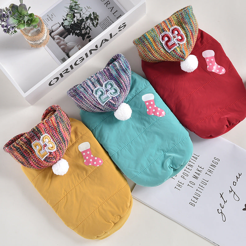 Cappotto Natalizio per Cani con Cappuccio - Calza Natale