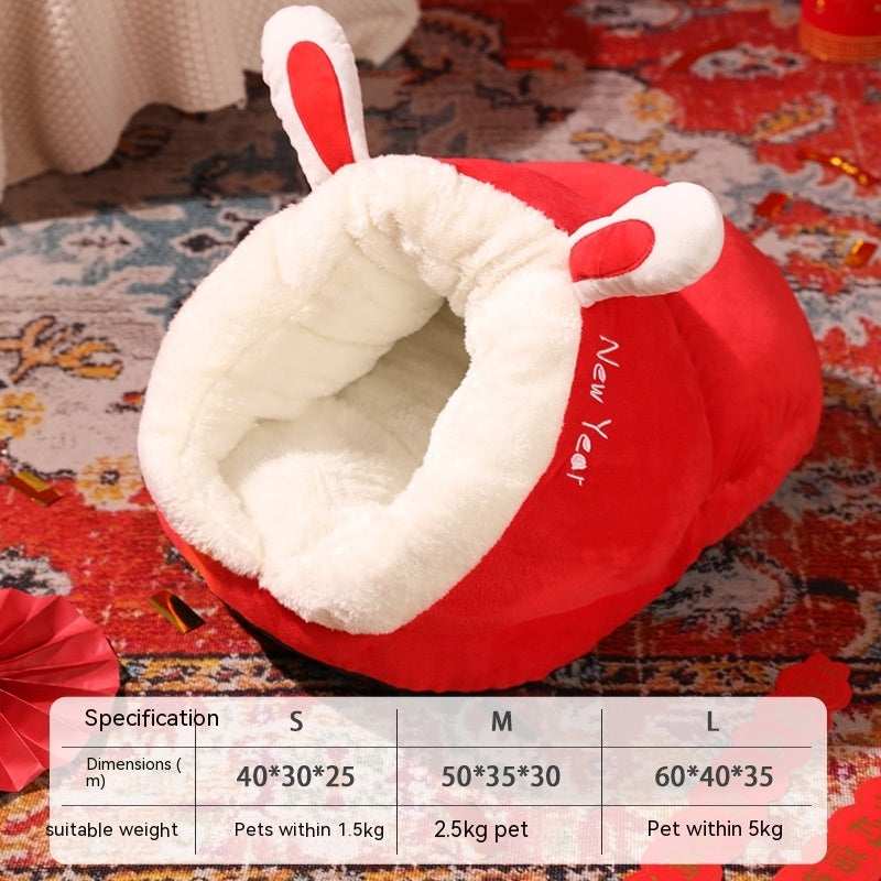 Gepolstertes Hunde- und Katzenbett „Elch“ mit Rentierhorn-Design