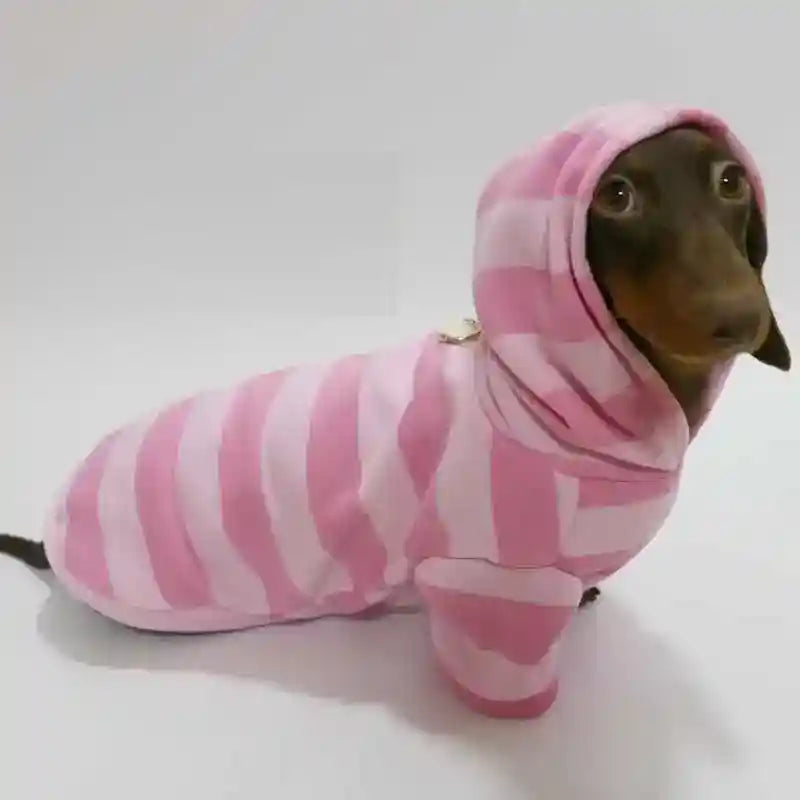 Felpa Bassotto in Pile Rosa - Con Cappuccio e Pettorina by Dog Moda