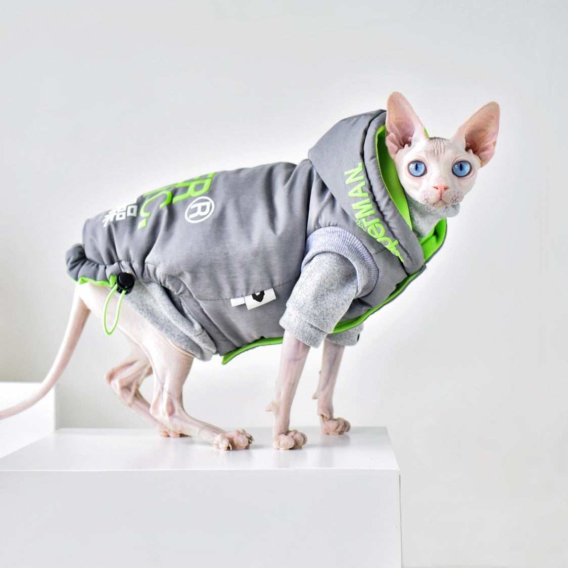 Sphynx-Katzenmantel „Super Manic“ mit elastischem Netz
