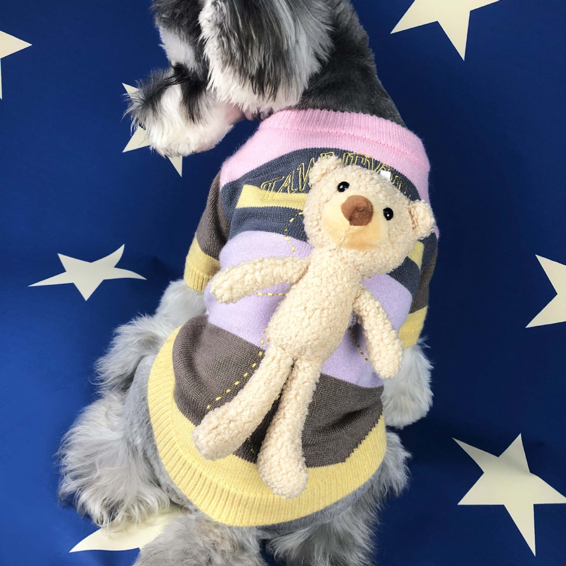 "Tawney Bear" Dog Sweater with Teddy Bear Sewn on the Back
