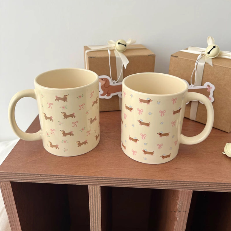 Tazza Bassotto con Fiori in Ceramica 350ml – Idea Regalo Cane