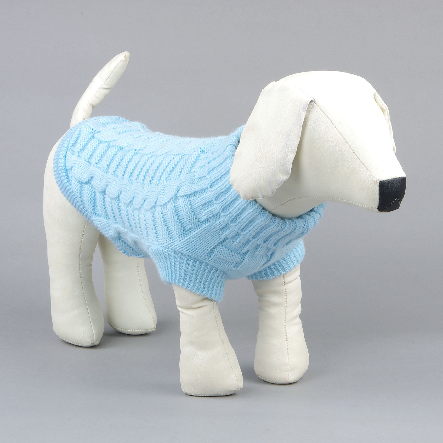 Solid color dog sweater with "Fior di latte" embossed pattern