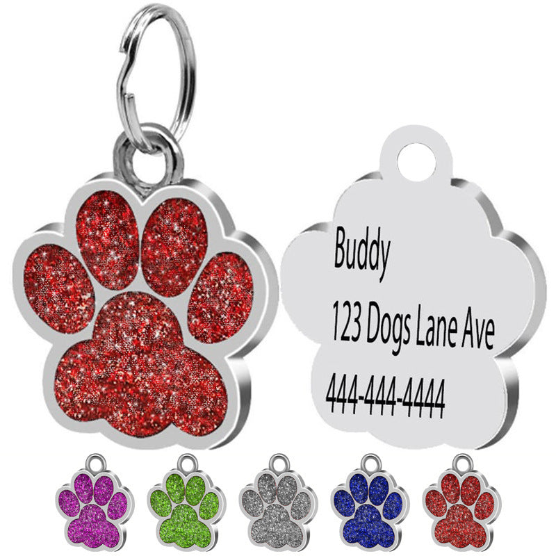 Medaglietta per Cani Personalizzata a Zampetta con Strass Colorati