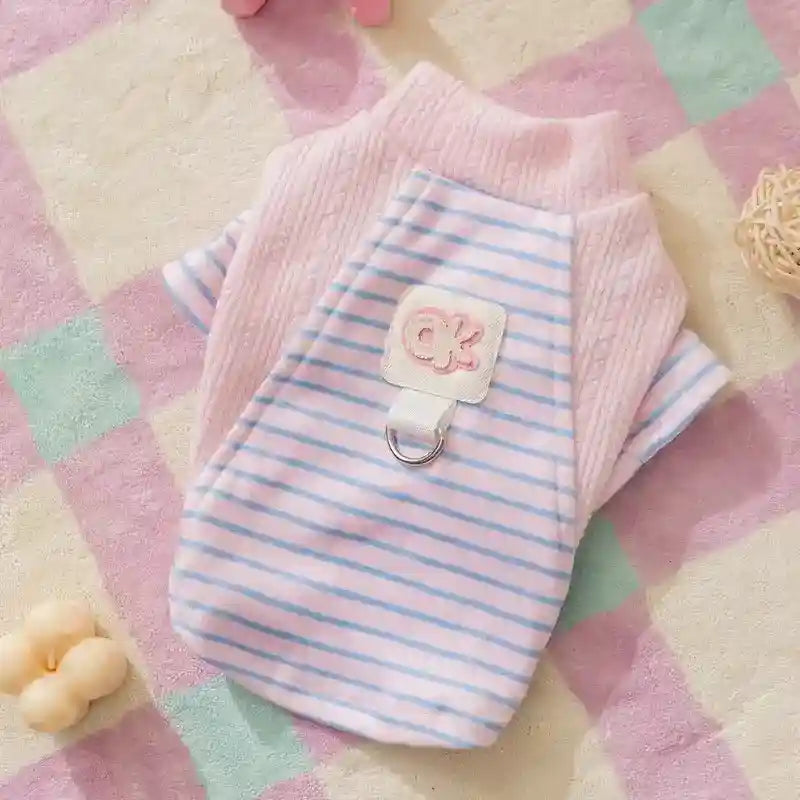 犬用ストライプ柄セーター ハーネスリング付き - OKスタイル