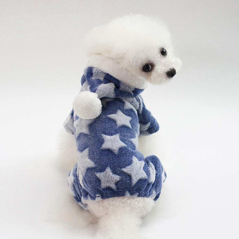 "Cassiopea" Dog Fleece Jumpsuit - Warmth and Style with a Star Print