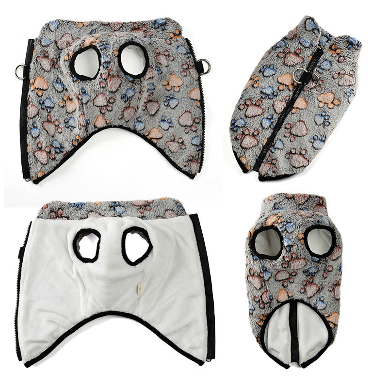 "Paw" Fleece Sleeveless Dog Coat with Paw Print