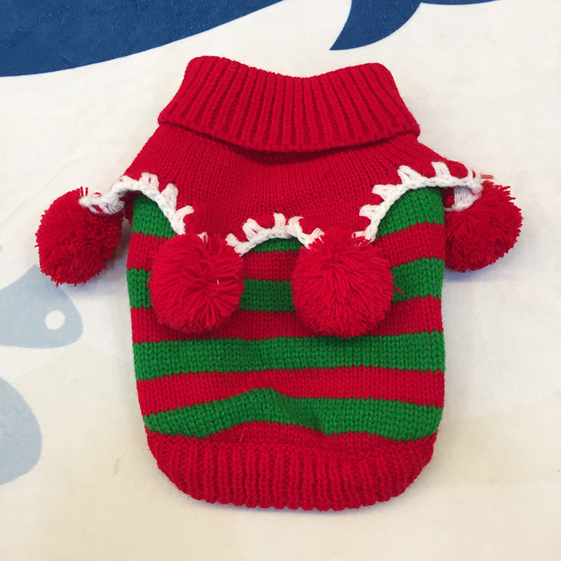 Pom Pom Dog Sweater | Colorful Stripes and Soft Poms