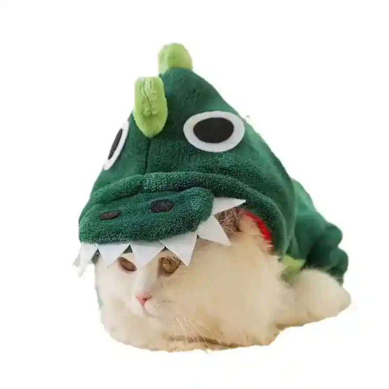 Vestitino Dinosauro per Gatti - Verde con Cappuccio by Dog Moda