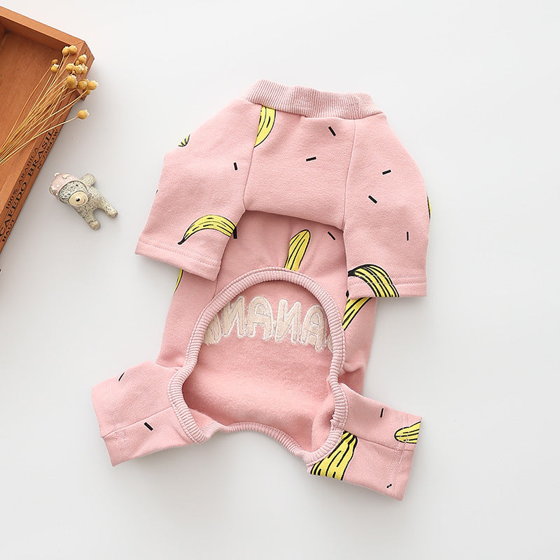 Baumwoll-T-Shirt-Einteiler für vierbeinige Hunde „Oh Banana!“