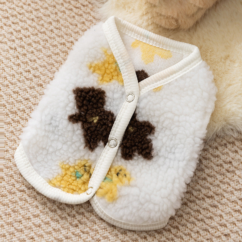 Cappotto Pile Smanicato per Cani con Orsetto - Caldo