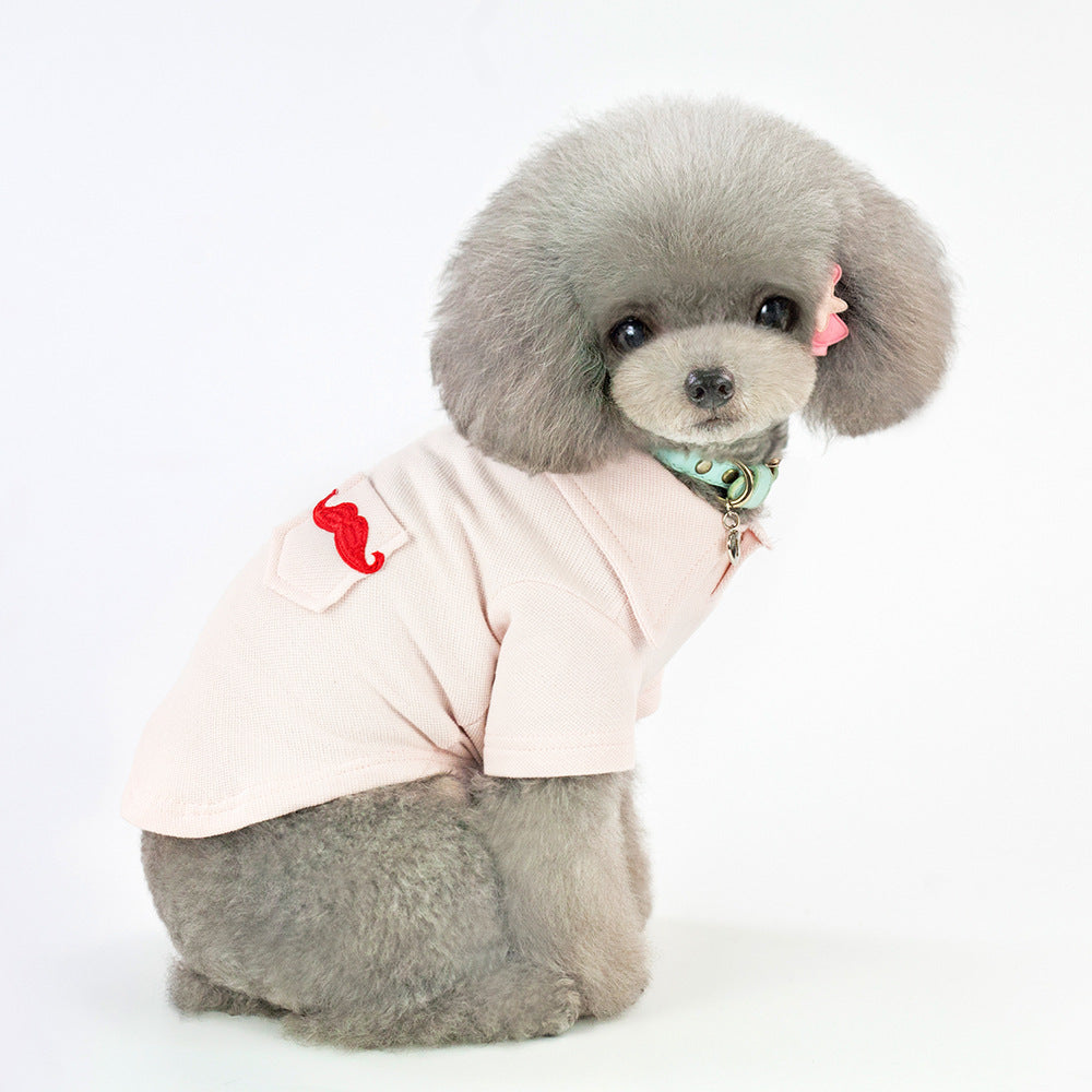 Dog Polo Shirt "Mustache" Model with Pocket and Whisker Embroidery