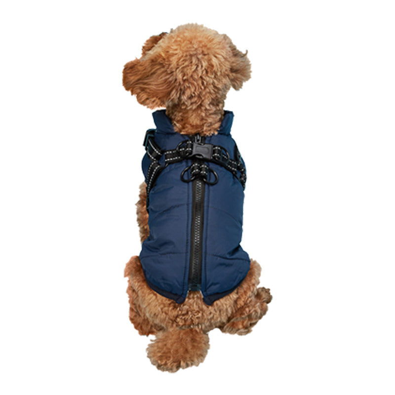 Piumino Imbottito in Pile Smanicato con Pettorina Removibile per cani - Modello FluffyPaws - Dog Moda