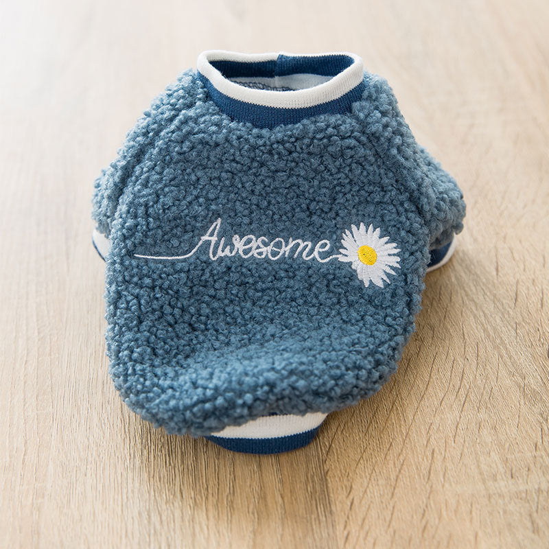 "Awesome" Dog Fleece Sweatshirt with Embroidery and Pastel Colors