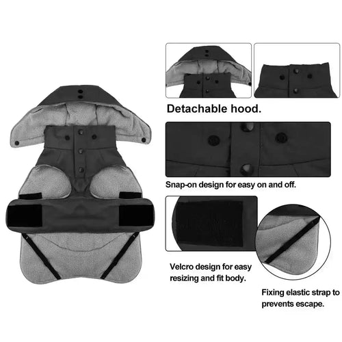 Cappotto per Cani "Nairobi" con Cappuccio Removibile e Chiusura in Velcro by Innopet