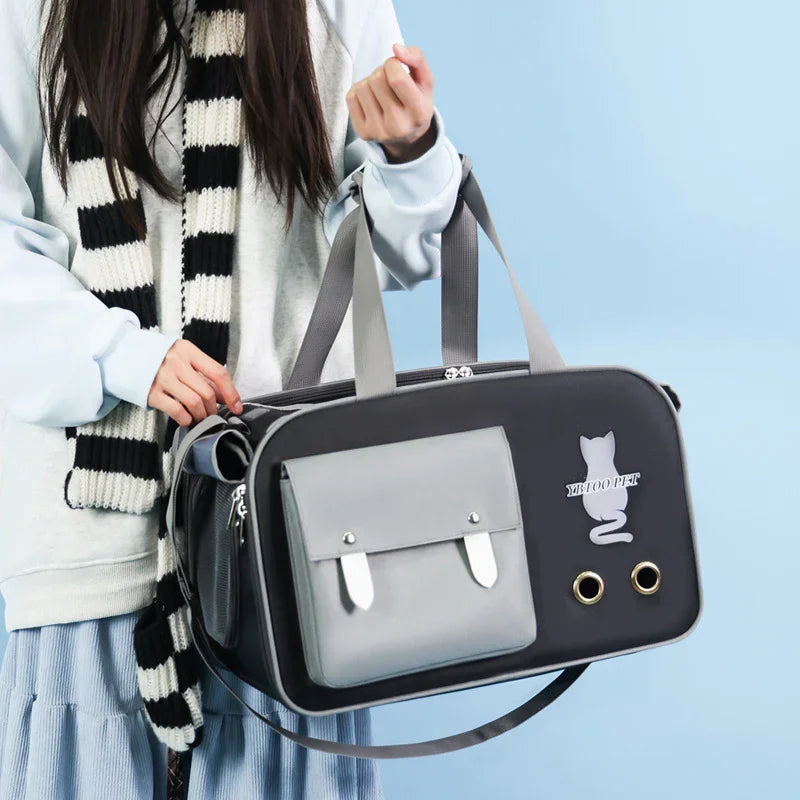 Ventilerad Axelremsväska för Hundar och Katter YBTOO 44cm Resa