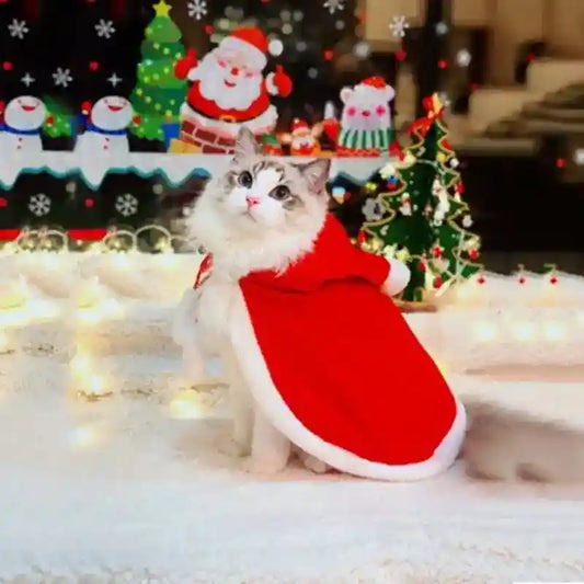 Mantella Natalizia Rossa con Cappuccio per Cani e Gatti by Dog Moda
