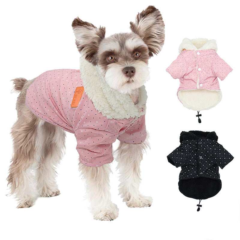 "Mumbai" Fleece Coat for Dogs with Hood and Drawstring